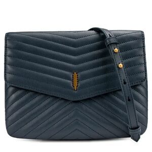 Thacker Jenna Quilted Leather Crossbody Bag- Navy